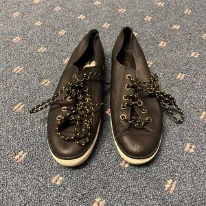 Converse Chuck Taylor All Star Women 7.5 Line Leather Sneakers Black Low 551535C